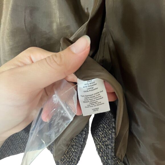 Talbots Petite Wool Blend Swing Blazer Brown Gold Metallic Womens Jacket Sz 10P - Picture 8 of 11